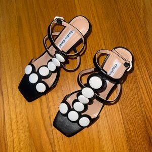 Charles David Black Sandals with White Disc Accents